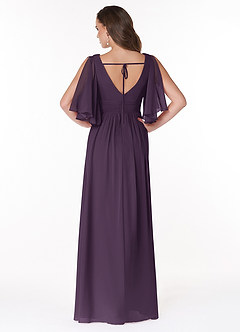 Azazie Temeka Bridesmaid Dresses Plum A-Line Ruched Chiffon Dress image2