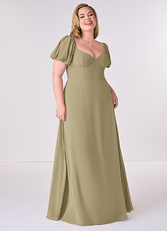 Barbie ♥ Azazie Bridesmaid Dresses Moss Green A-Line Pleated Chiffon Dress image7