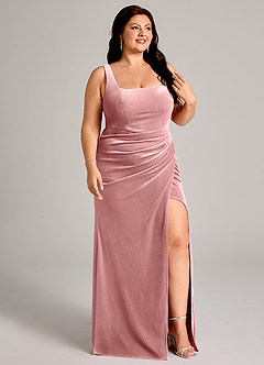 Azazie Mero Bridesmaid Dresses Dusty Rose Mermaid Pleated Velvet Dress image10