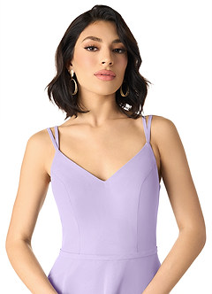 Azazie Janine Bridesmaid Dresses Lilac A-Line V-Neck Chiffon Dress image3