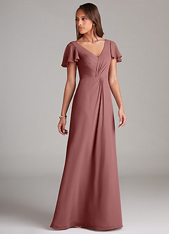 Azazie Soren Bridesmaid Dresses Desert Rose A-Line Ruched Chiffon Dress image4