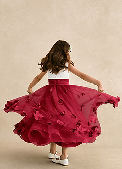 Azazie Vi Flower Girl Dresses Scarlet A-Line Sleeveless Tulle Dress image3