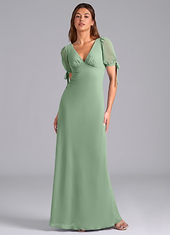 Azazie Pheby Bridesmaid Dresses Matcha A-Line Pleated Chiffon Dress image1