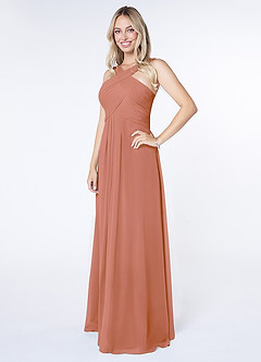 Azazie Kaleigh Bridesmaid Dresses MAI TAI A-Line Pleated Chiffon Dress image3