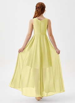 Azazie Lizette Junior Lemon Sorbet A-Line Pleated Chiffon Dress image5
