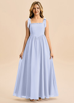 Azazie Delia Junior Abito A-Line in Chiffon Fiocco Lavanda image5