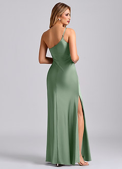 Azazie Marseli Bridesmaid Dresses Matcha Mermaid One Shoulder Stretch Satin Dress image2