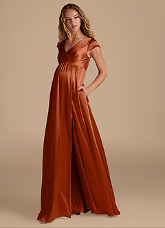 Azazie Allessia Maternity Bridesmaid Dresses A-Line Metallic Satin Floor-Length Dress image3