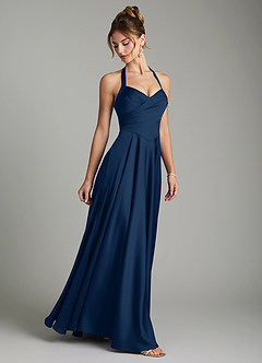 Azazie Tenaya Bridesmaid Dresses Dark Navy A-Line Sweetheart Neckline Stretch Satin Dress image6