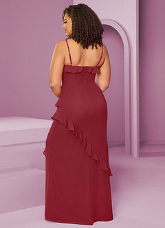 Barbie ♥ Azazie Bridesmaid Dresses Pomegranate Sheath Chiffon Dress image10