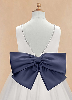 Azazie Seline Flower Girl Dresses Ivory Stormy A-Line Bow Tulle Dress image9