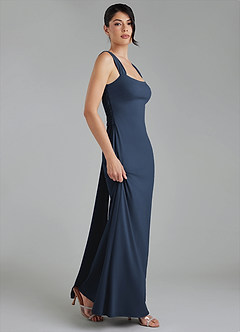 Azazie Ariel Bridesmaid Dresses Dark Navy Mermaid Square Neckline Premium Stretch Jersey Dress image7