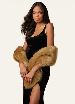 front Azazie Sincerity Faux Fur Wrap