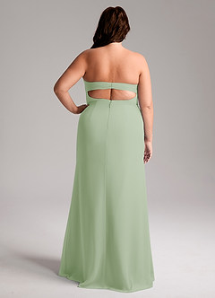 Azazie Leonis Jurken voor bruidsmeisjes Converteerbaar Jurk van Chiffon met Kolom Strapless Stoffige Salie image10