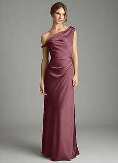 Azazie Emerson Vestidos de damas de honor Vestido Rosa Del Desierto de Satén Elástico de Corte Sirena con Hombros descubiertos image3