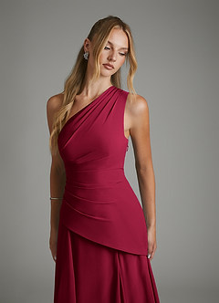 Azazie Holly Bridesmaid Dresses Burgundy A-Line Corset Chiffon Dress image7