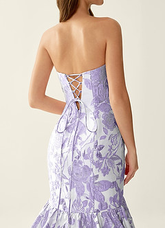 Jacinta Purple Floral Jacquard wrap Mermaid Prom Dress image6