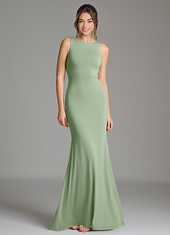 Azazie Gwen Bridesmaid Dresses Dusty Sage Mermaid Pleated Premium Stretch Jersey Dress image1