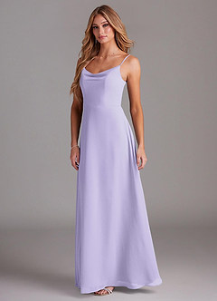 Azazie Daenerys Bridesmaid Dresses Lilac A-Line Cowl Chiffon Dress image4