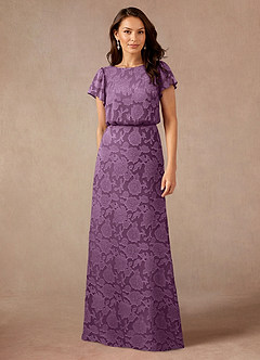 Azazie Lehi vestidos de madre de la novia Vestido de Glicinia de Devorado Floral de Corte en A con Cuello de barco image1