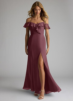 Azazie Sophie Bridesmaid Dresses Sangria A-Line Off the Shoulder Chiffon Convertible Dress image1