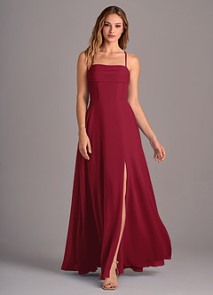 Azazie Carolyn Bridesmaid Dresses Burgundy A-Line Pleated Chiffon Dress image4