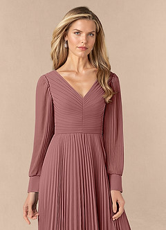 Azazie Zina Mother of the Bride Dresses Desert Rose A-Line Pleated Chiffon Dress image5