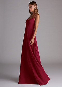 Azazie Marley Jurken voor bruidsmeisjes Converteerbaar Jurk van Chiffon met A-Lijn Off the Shoulder Bourgondië image6