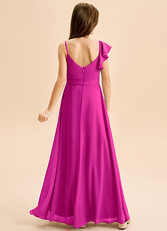 Azazie Kelsea Junior Vestido de Fucsia de Gasa de Corte en A con Volante image2