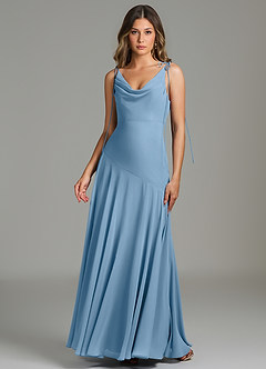 Azazie Dawn Bridesmaid Dresses Steel Blue Mermaid Pleated Chiffon Dress image7