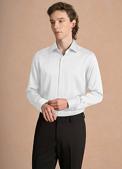 front Julian White Stretch Satin Dress Shirt