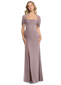 Azazie Zia Vestidos de damas de honor Vestido de Atardecer de Gasa de Corte Recto Convertible con Corte Lateral image1