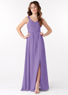 Azazie Evie Junior Tahiti A-Line Pleated Chiffon Dress image1