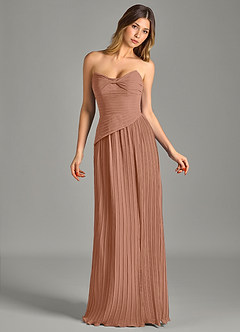 Azazie Becka Jurken voor bruidsmeisjes Jurk van Chiffon met A-Lijn Strapless Bronzeertint image4