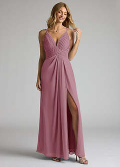 Azazie Maren Allure Bridesmaid Dresses Vintage Mauve A-Line V-Neck Lace Chiffon Dress image3