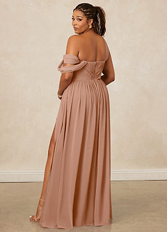 Christian Siriano Bridal for Azazie 1014 Bridesmaid Dresses Champagne Rose A-Line Off the Shoulder Chiffon Dress image11