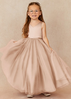Azazie Marybell Flower Girl Dresses English Rose A-Line Bow Tulle Dress image1