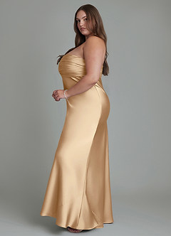 Azazie Saylor Jurken voor bruidsmeisjes Jurk van Stretch Satijn met Zeemeermin Strapless Champagne image4