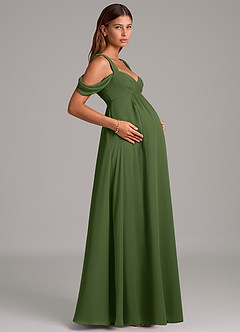 Azazie Rhea vestidos de dama de honor de maternidad Vestido de Corte En A Plisado Hasta el suelo Gasa image6