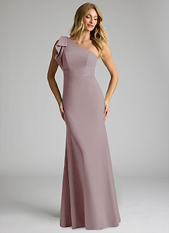 Azazie Rinna Bridesmaid Dresses Vintage Mauve Mermaid One Shoulder Stretch Crepe Dress image3