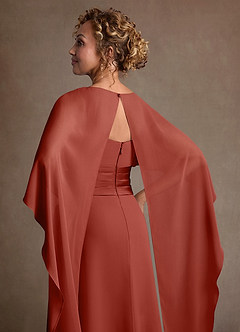 Azazie Marilla Mother of the Bride Dresses Terracotta A-Line Pleated Chiffon Dress image7