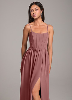 Azazie Kailee Brautjungfernkleider A-Linie mit Taschen Chiffon Kleid Wüstenrose image2
