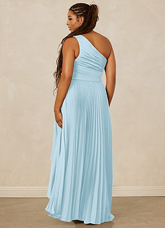 Christian Siriano Bridal for Azazie 1008 Bridesmaid Dresses Sky Blue A-Line One Shoulder Stretch Satin Dress image10