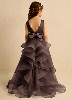 Azazie Lior Robe Demoiselle D'honneur Fillette Robe Princesse en Tulle Plissée Ganache image7