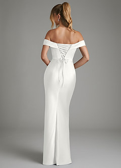 Azazie Hayden Vestidos de damas de honor Vestido Blanco de Satén Elástico de Corte Sirena con Corsé image2