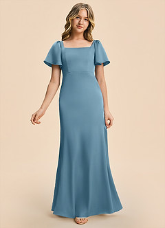 Azazie Chace Junior Bermuda Sheath Stretch Satin Dress image5