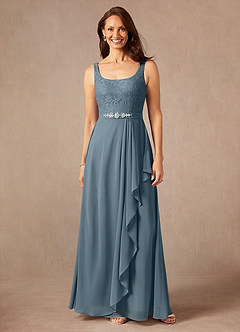 Azazie Ainsling Mother of the Bride Dresses Twilight A-Line Square Neckline Lace Chiffon Dress image3