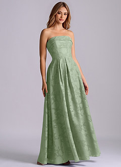 Azazie Lucienne Bridesmaid Dresses Dusty Sage A-Line Strapless Floral Burnout Dress image3