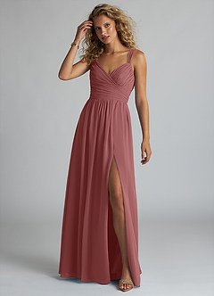 Azazie Aziza Bridesmaid Dresses Amethyst A-Line V-Neck Pleated Chiffon Dress image2