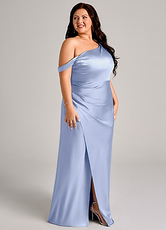 Azazie Madelyn Abiti da Damigella Abito Convertibile Sirena in Raso Elasticizzato Monospalla Ghiaccio image12